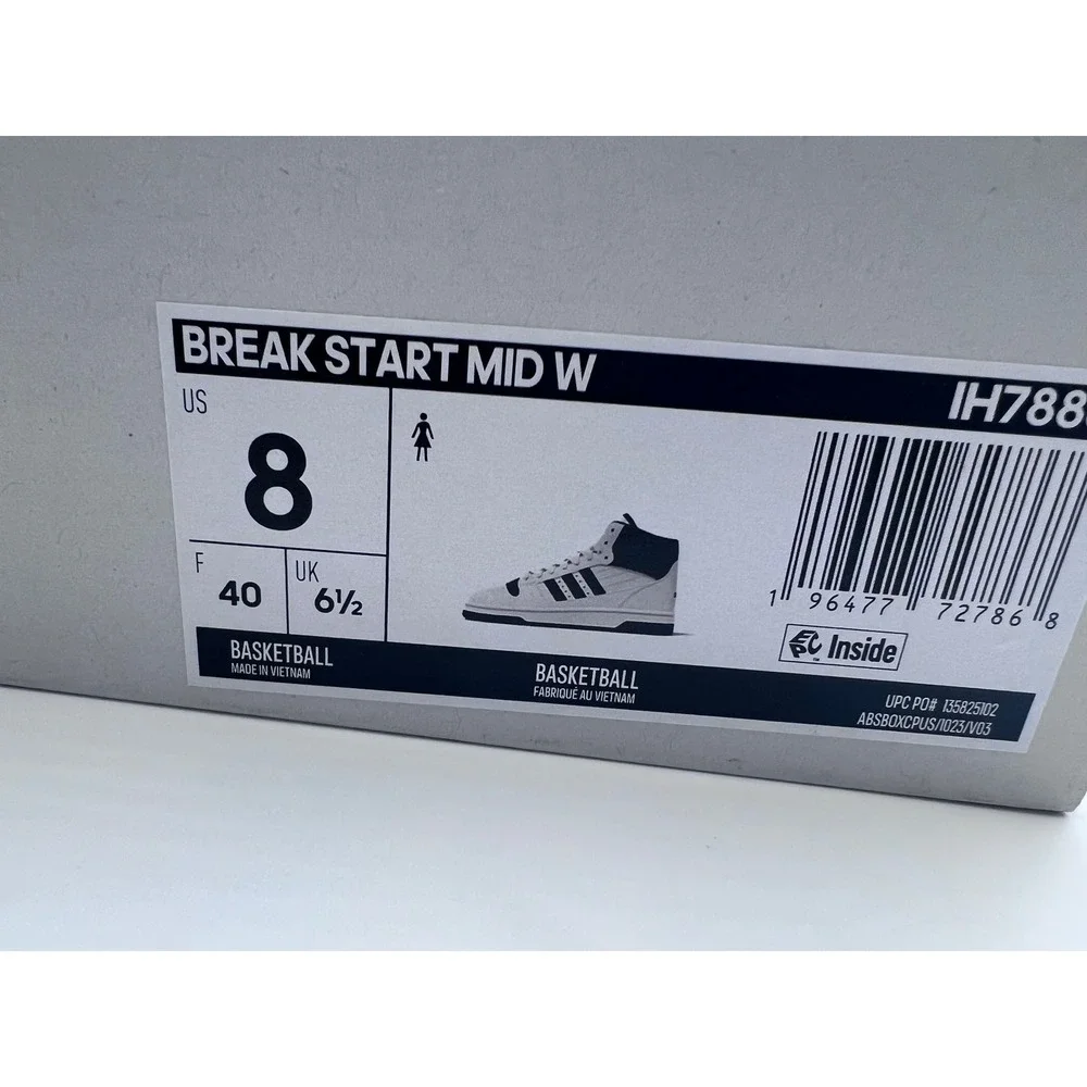 Adidas Break Start Mid White Black‎ Basketball Sneakers IH7880 Mens 6.5 Womens 8
